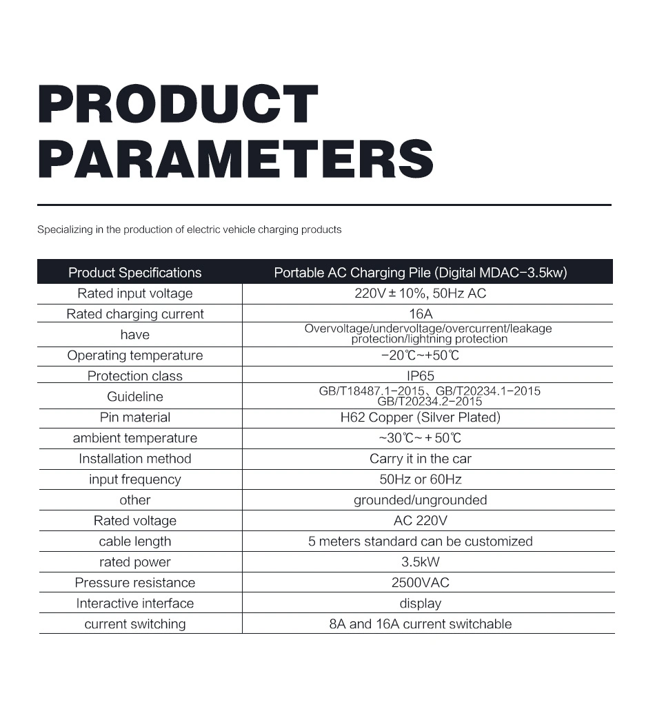 Best Price IP 66 10A 16A 3.5kw Adjustable Portable EV Charger