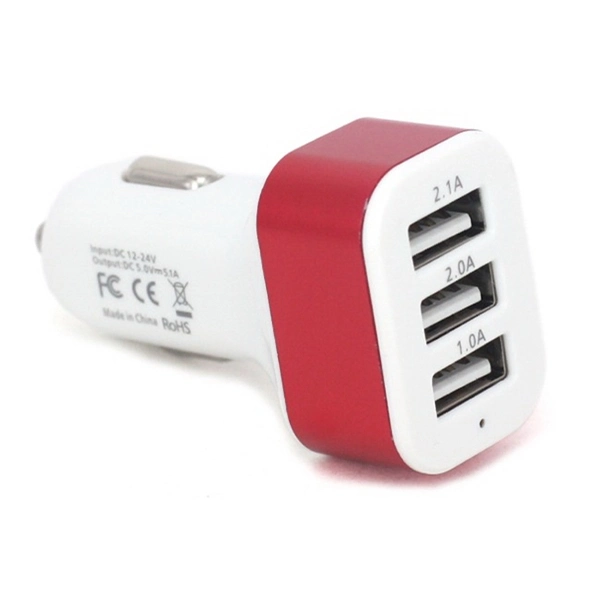 3-Port USB Car Charger 2.1 AMP Fast Charging Cable