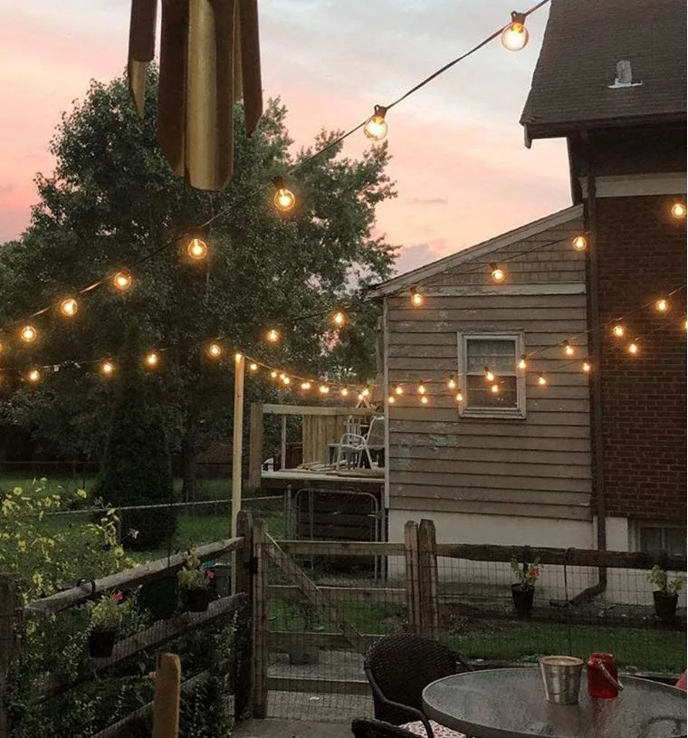 Solar String Lights Outdoor G40 Patio Lights with 10 LED Shatterproof Bulbs, 4 Light Modes, Weatherproof Hanging Lights for Backyard Bistro Pergola Party Decor,