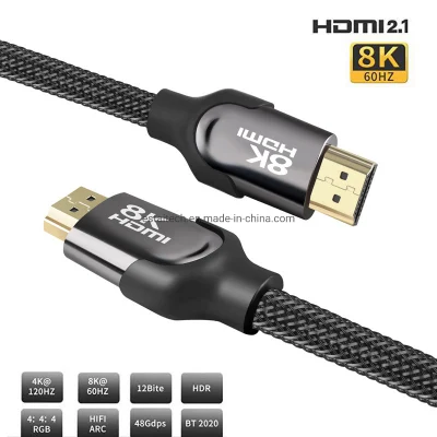 Amazon vente chaude 8K 60Hz 8gbps UHD Kabel 1m 1.5m 2m 3m 5m mâle vers AV Chine câble HDMI 2.1