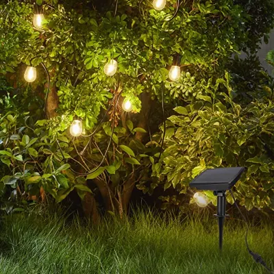 Guirlande lumineuse extérieure étanche à LED incassable et résistante à l'énergie solaire avec ampoules Edison S14 suspendues pour balcon, clôture, terrasse, mariage, fête à la maison