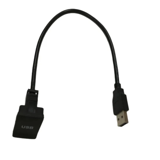 Câble d'extension USB 2.0 pour tableau de bord carré avec couvercle anti-poussière pour voiture, bateau et moto