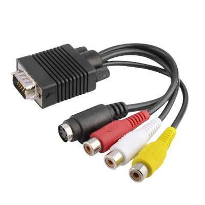 Adaptateur VGA vers S-Vidéo 3 RCA AV TV Câble convertisseur PC Ordinateur