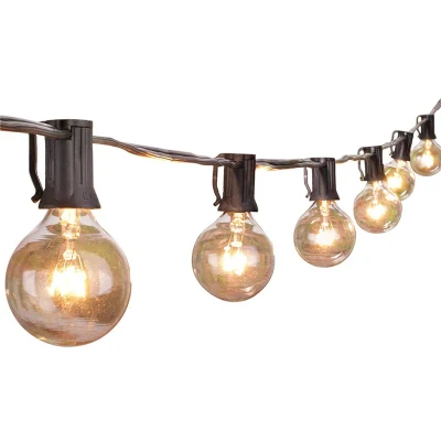 Guirlande lumineuse extérieure 25 pieds G40 Globe Patio Lights avec 25 ampoules en verre Edison étanche Connectable Suspension