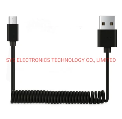 Câble de données USB de charge Micro Type-C Câble de ressort USB Micro Android/Type-C pour chargeur de voiture