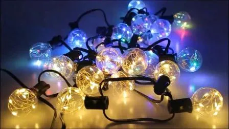 Guirlande lumineuse de Noël extérieure électrique à 20 lumières Globe coloré G40 Ampoules Guirlandes lumineuses